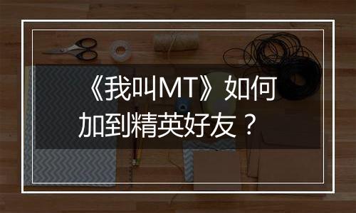 《我叫MT》如何加到精英好友？