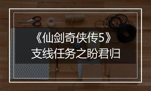 《仙剑奇侠传5》支线任务之盼君归