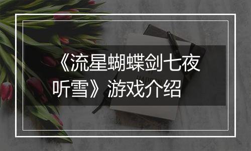 《流星蝴蝶剑七夜听雪》游戏介绍