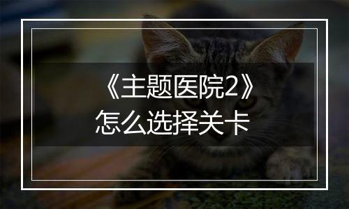 《主题医院2》怎么选择关卡