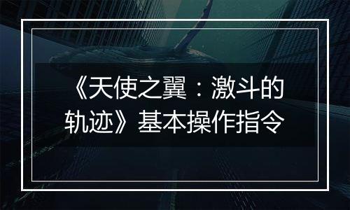 《天使之翼：激斗的轨迹》基本操作指令