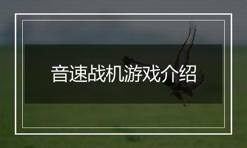 音速战机游戏介绍