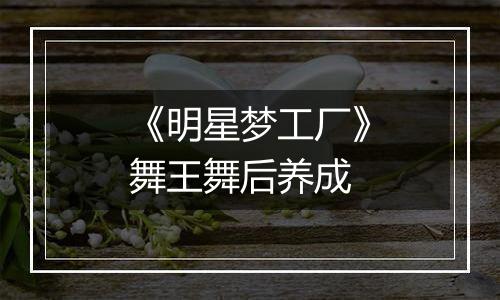 《明星梦工厂》舞王舞后养成