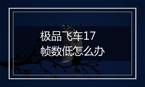 极品飞车17帧数低怎么办