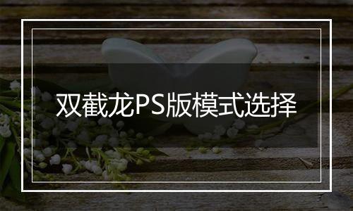 双截龙PS版模式选择