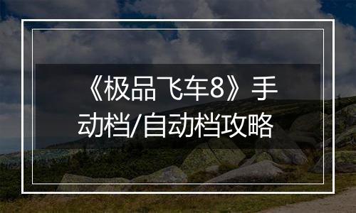 《极品飞车8》手动档/自动档攻略