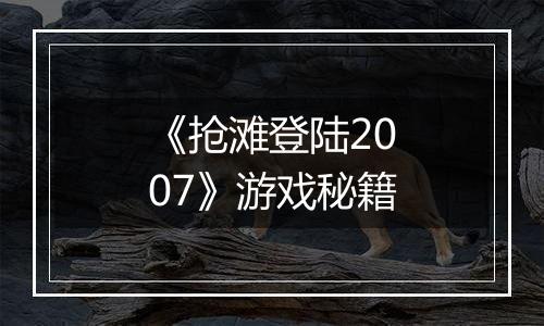 《抢滩登陆2007》游戏秘籍
