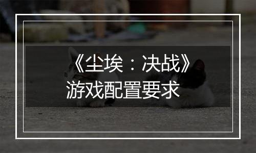 《尘埃：决战》游戏配置要求