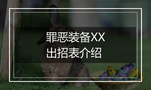 罪恶装备XX出招表介绍