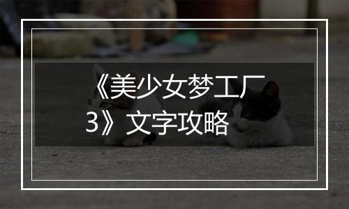 《美少女梦工厂3》文字攻略