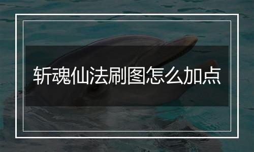 斩魂仙法刷图怎么加点