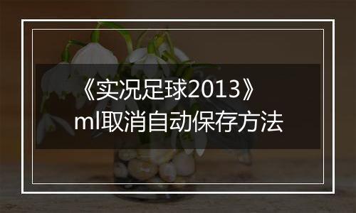 《实况足球2013》ml取消自动保存方法