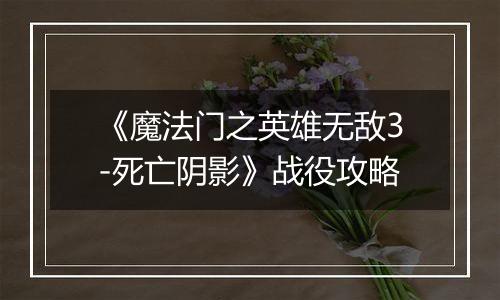《魔法门之英雄无敌3-死亡阴影》战役攻略