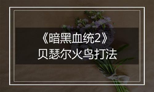 《暗黑血统2》贝瑟尔火鸟打法