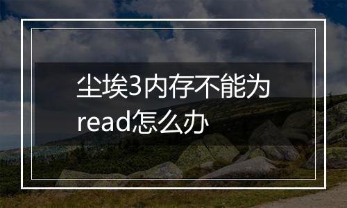 尘埃3内存不能为read怎么办