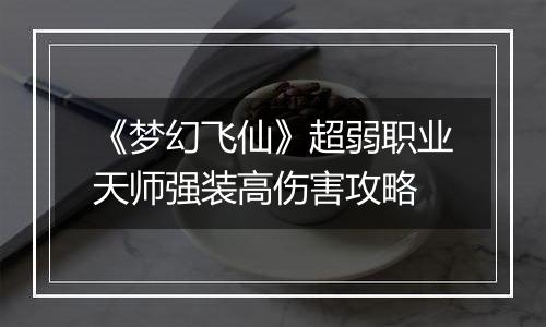 《梦幻飞仙》超弱职业天师强装高伤害攻略