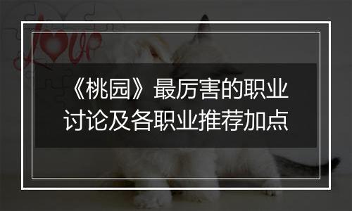 《桃园》最厉害的职业讨论及各职业推荐加点