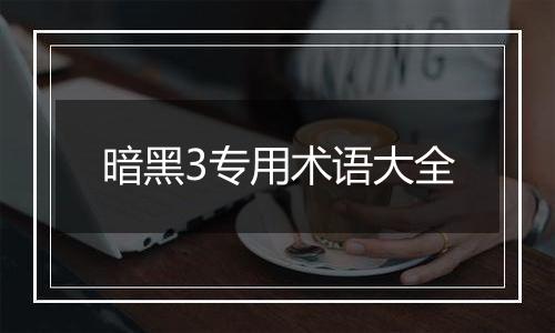 暗黑3专用术语大全