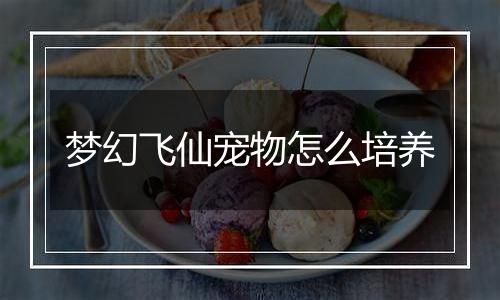 梦幻飞仙宠物怎么培养