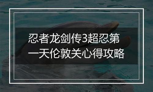 忍者龙剑传3超忍第一天伦敦关心得攻略