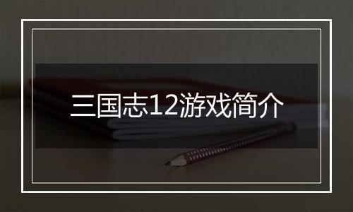 三国志12游戏简介