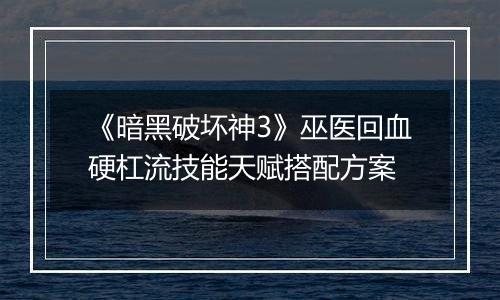 《暗黑破坏神3》巫医回血硬杠流技能天赋搭配方案
