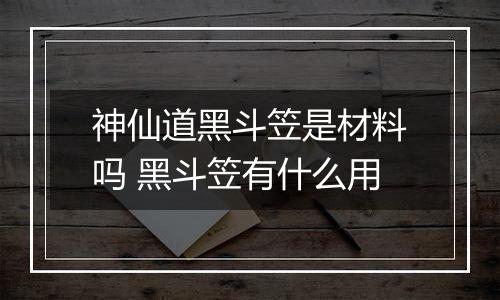 神仙道黑斗笠是材料吗 黑斗笠有什么用