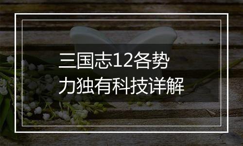 三国志12各势力独有科技详解