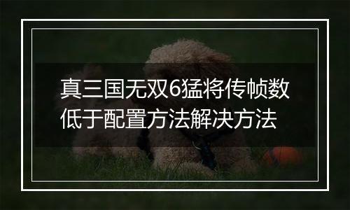 真三国无双6猛将传帧数低于配置方法解决方法