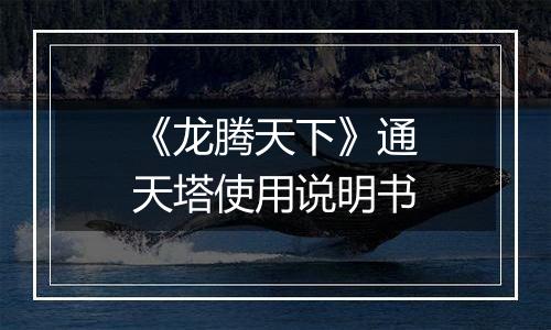 《龙腾天下》通天塔使用说明书