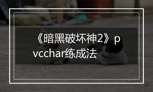 《暗黑破坏神2》pvcchar练成法