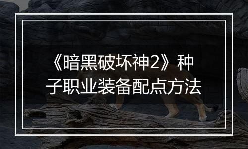 《暗黑破坏神2》种子职业装备配点方法