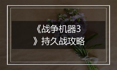 《战争机器3》持久战攻略