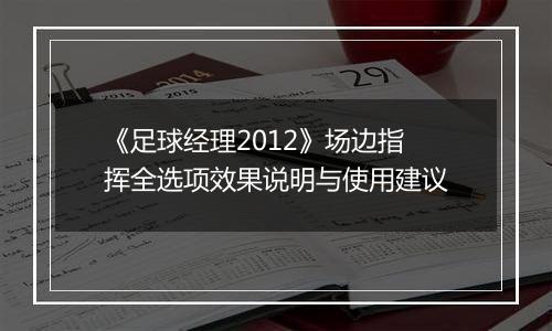 《足球经理2012》场边指挥全选项效果说明与使用建议