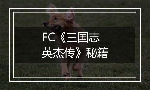 FC《三国志英杰传》秘籍