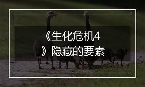 《生化危机4》隐藏的要素