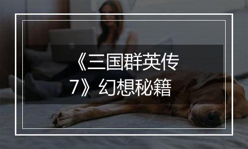 《三国群英传7》幻想秘籍