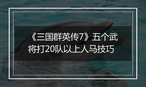 《三国群英传7》五个武将打20队以上人马技巧