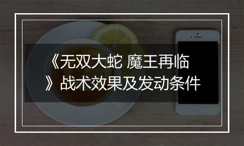 《无双大蛇 魔王再临》战术效果及发动条件