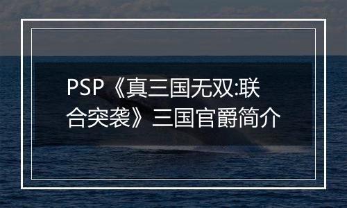 PSP《真三国无双:联合突袭》三国官爵简介