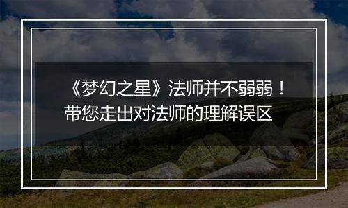 《梦幻之星》法师并不弱弱！带您走出对法师的理解误区