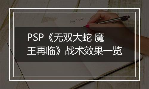 PSP《无双大蛇 魔王再临》战术效果一览
