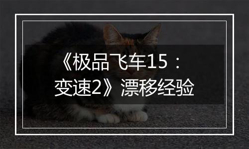《极品飞车15：变速2》漂移经验