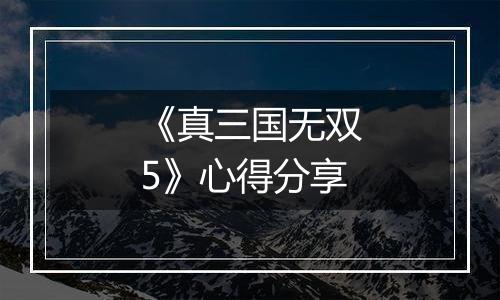 《真三国无双5》心得分享