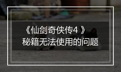 《仙剑奇侠传4 》秘籍无法使用的问题