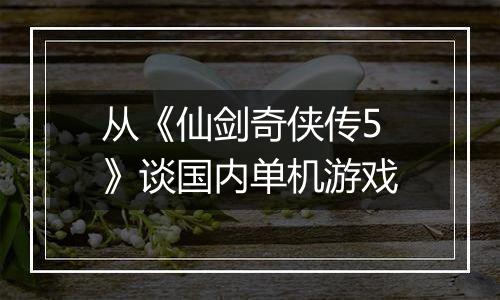 从《仙剑奇侠传5》谈国内单机游戏