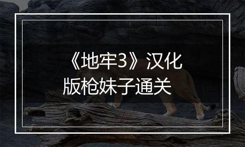 《地牢3》汉化版枪妹子通关