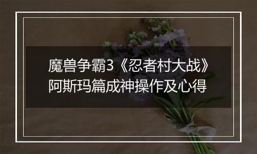 魔兽争霸3《忍者村大战》阿斯玛篇成神操作及心得