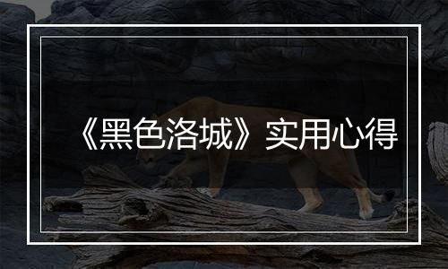 《黑色洛城》实用心得