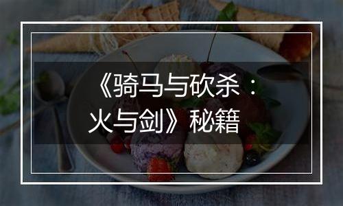 《骑马与砍杀：火与剑》秘籍